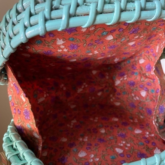 Anthropologie Rattan Blue Green Crossbody Bag - Picture 4 of 8